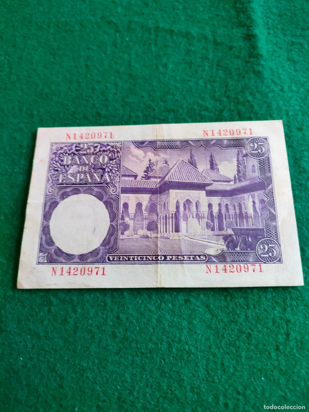 Monedas de Espa&ntilde;a: BILLETE DE 25 PESETAS DE 1954 - Foto 2