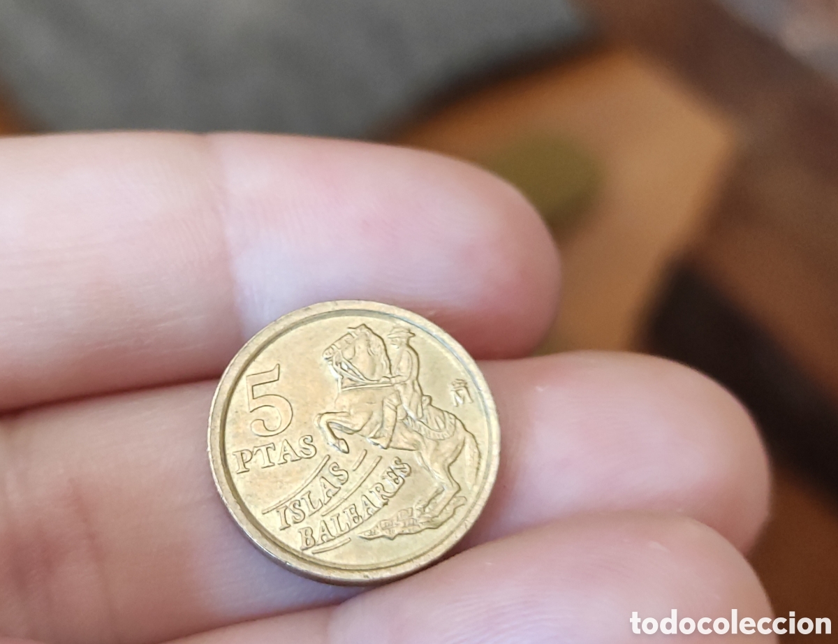 Monedas de Espa&ntilde;a: Moneda 5 pesetas Islas Baleares defecto - Foto 2
