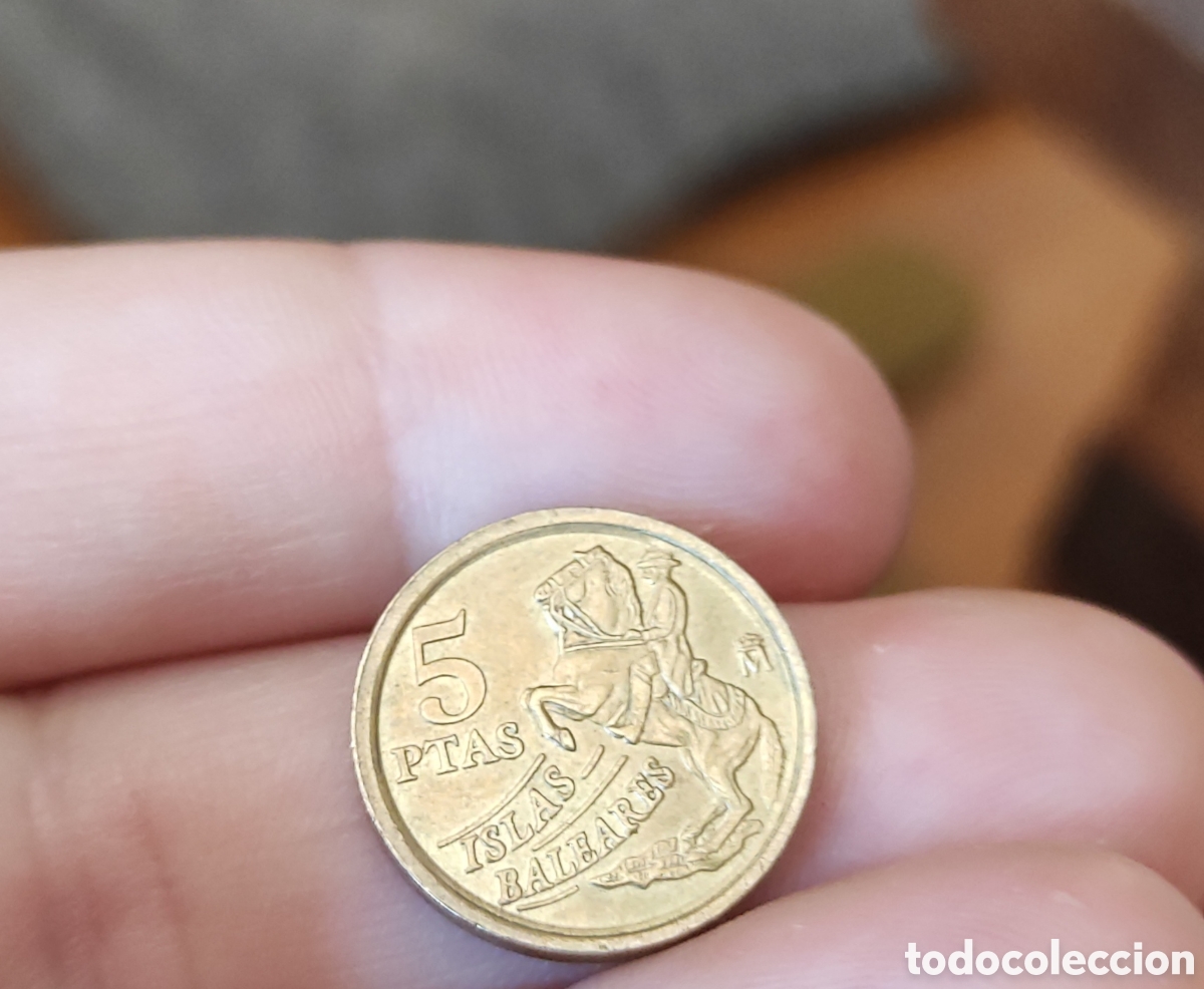 Monedas de Espa&ntilde;a: Moneda 5 pesetas Islas Baleares defecto - Foto 1
