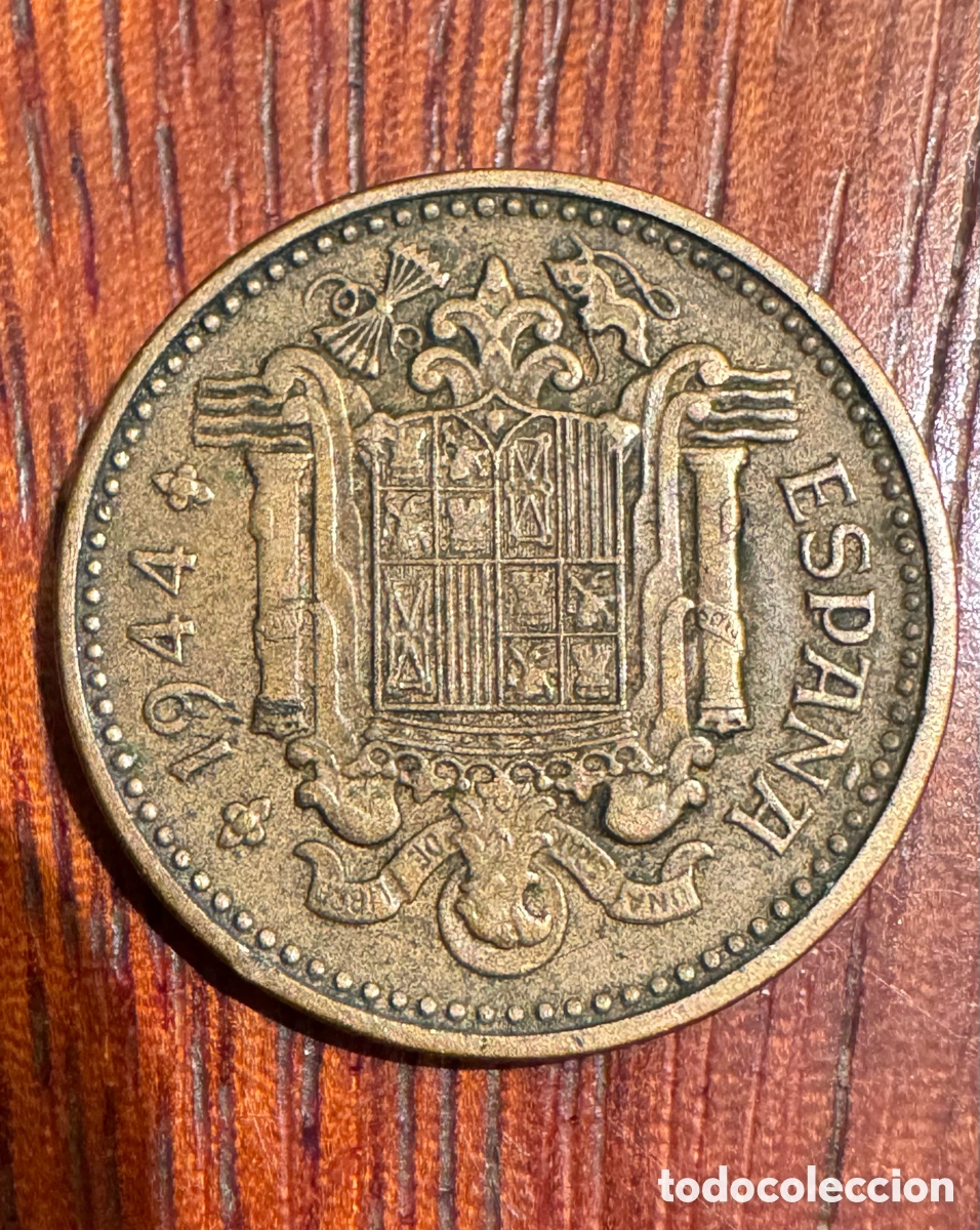 Monedas de Espa&ntilde;a: Moneda de 1 peseta 1944 - Foto 2