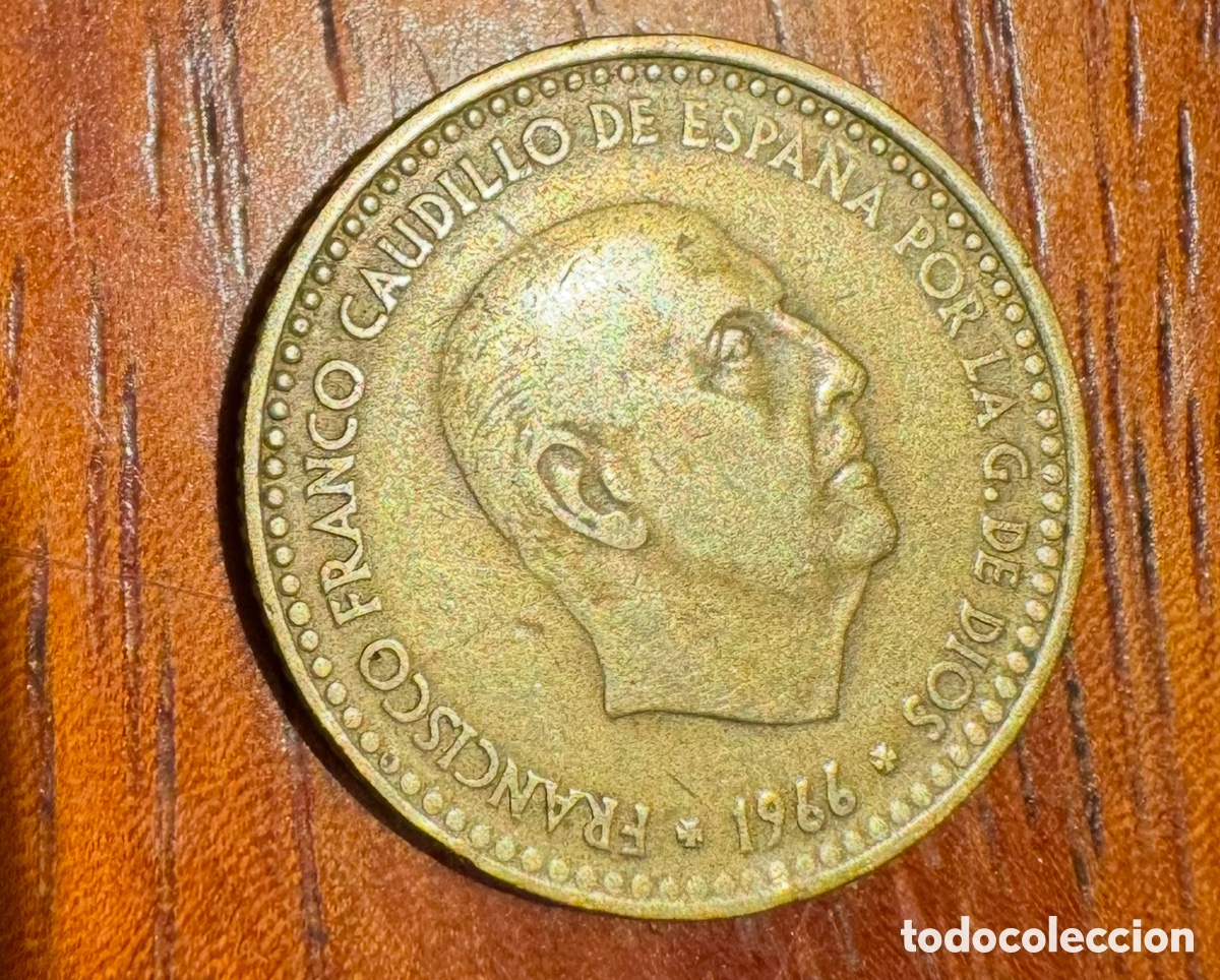 Monedas de Espa&ntilde;a: Moneda de 1 peseta de 1966 Estrella 68 - Foto 2
