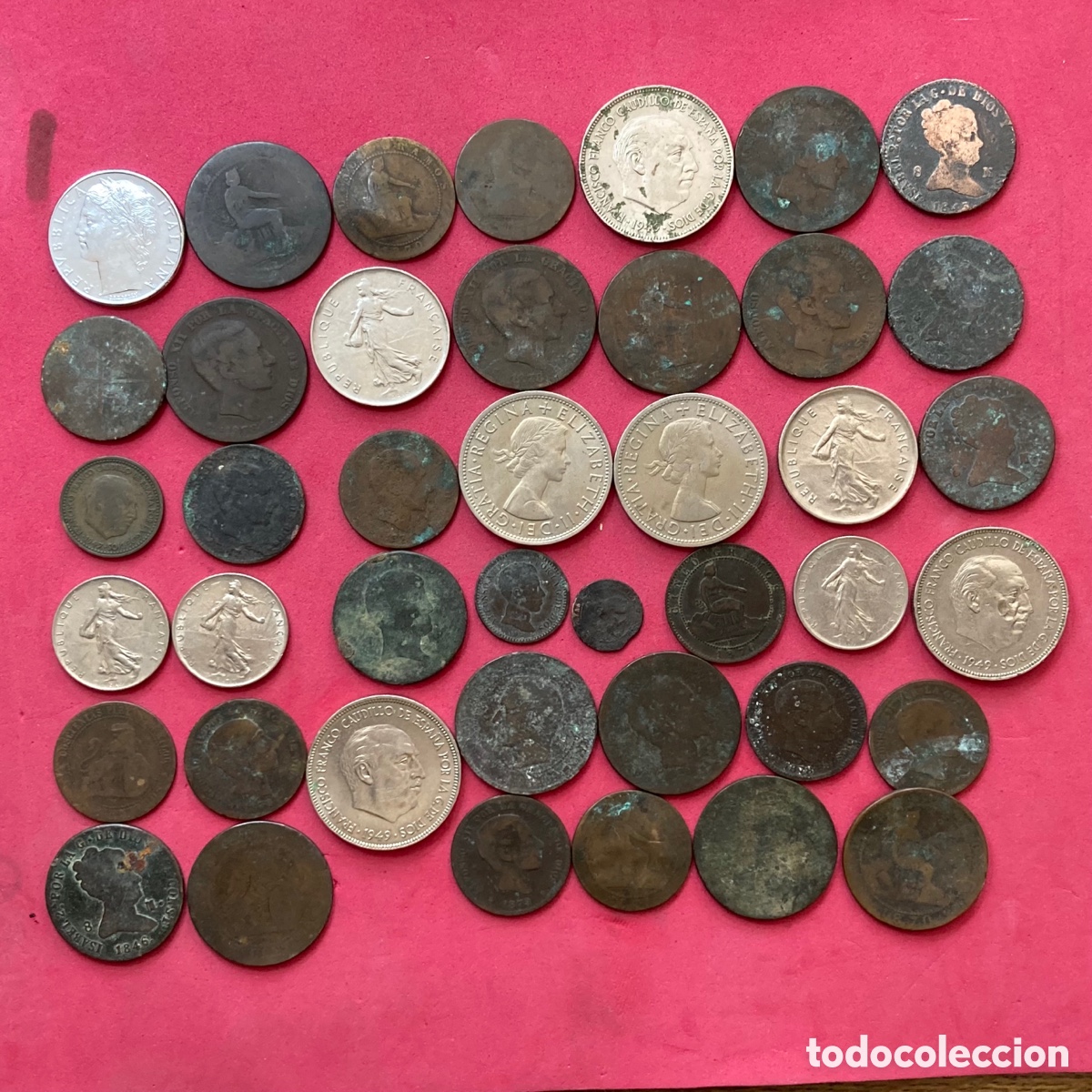 Monedas de Espa&ntilde;a: Lote de 42 Monedas sin clasificar - Foto 1