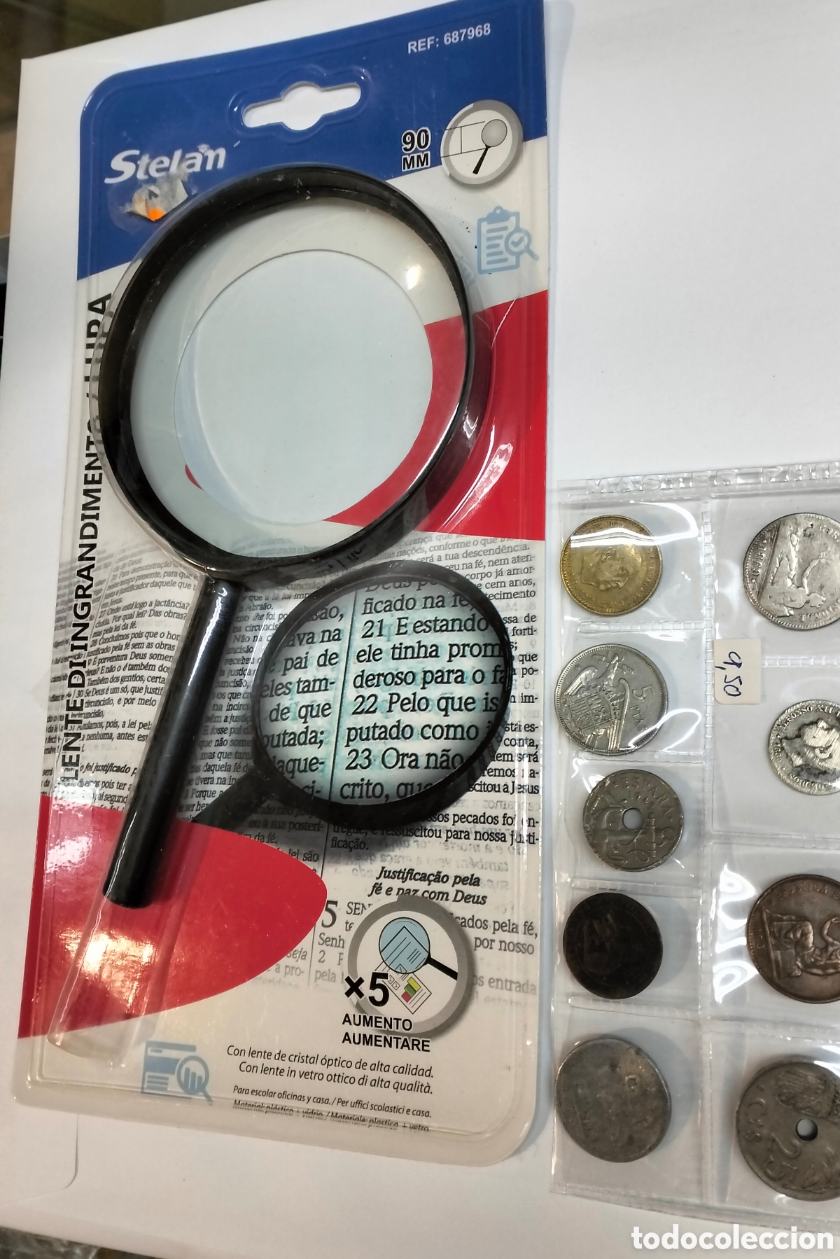 Monedas de Espa&ntilde;a: Lote de lupa y monedas 2 de plata - Foto 1