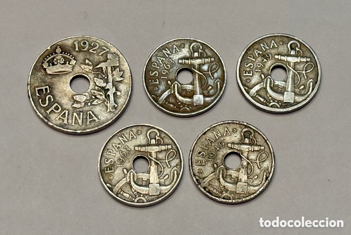 Monedas de Espa&ntilde;a: Lote 6 monedas 25 y 50 c&eacute;ntimos - Foto 1
