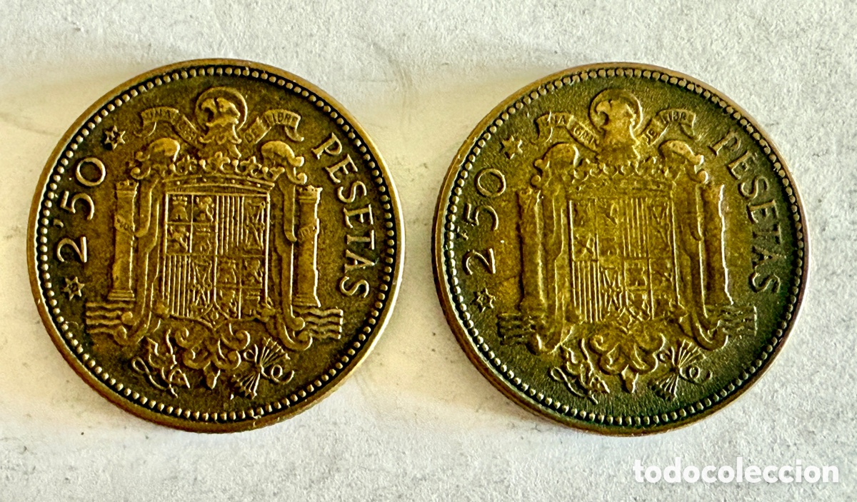 Monedas de Espa&ntilde;a: Dos monedas de 2,5 Pts 1953 *19 - Foto 2