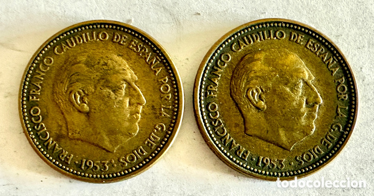 Monedas de Espa&ntilde;a: Dos monedas de 2,5 Pts 1953 *19 - Foto 1