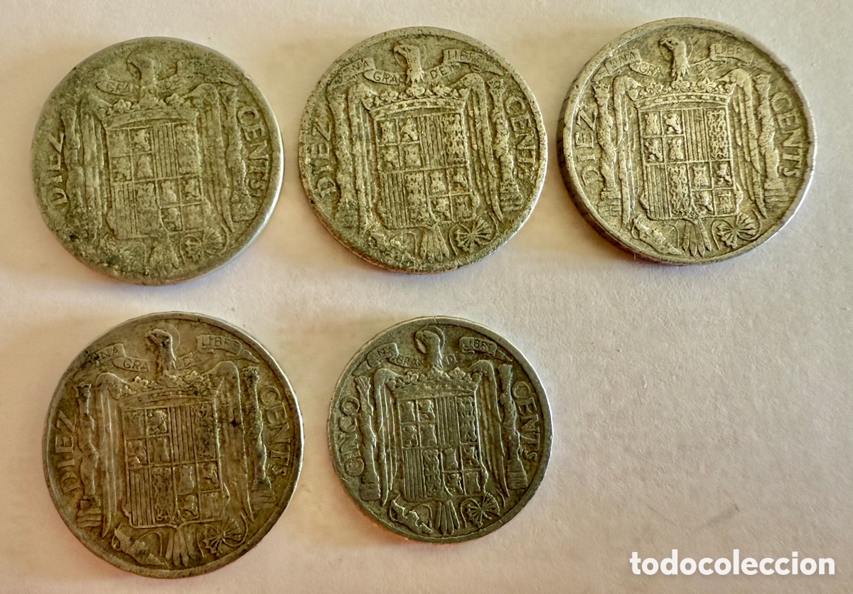 Monedas de Espa&ntilde;a: Lote 5 monedas c&eacute;ntimos - Foto 2