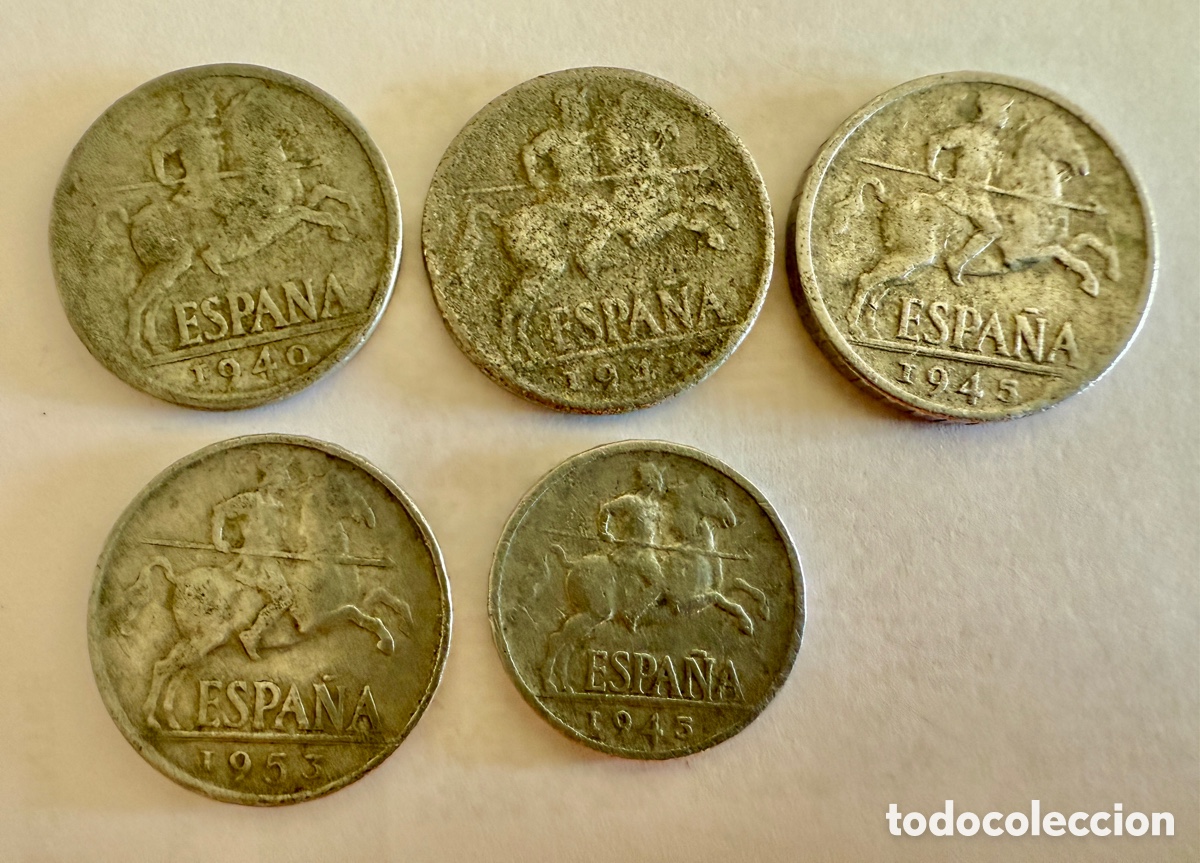 Monedas de Espa&ntilde;a: Lote 5 monedas c&eacute;ntimos - Foto 1