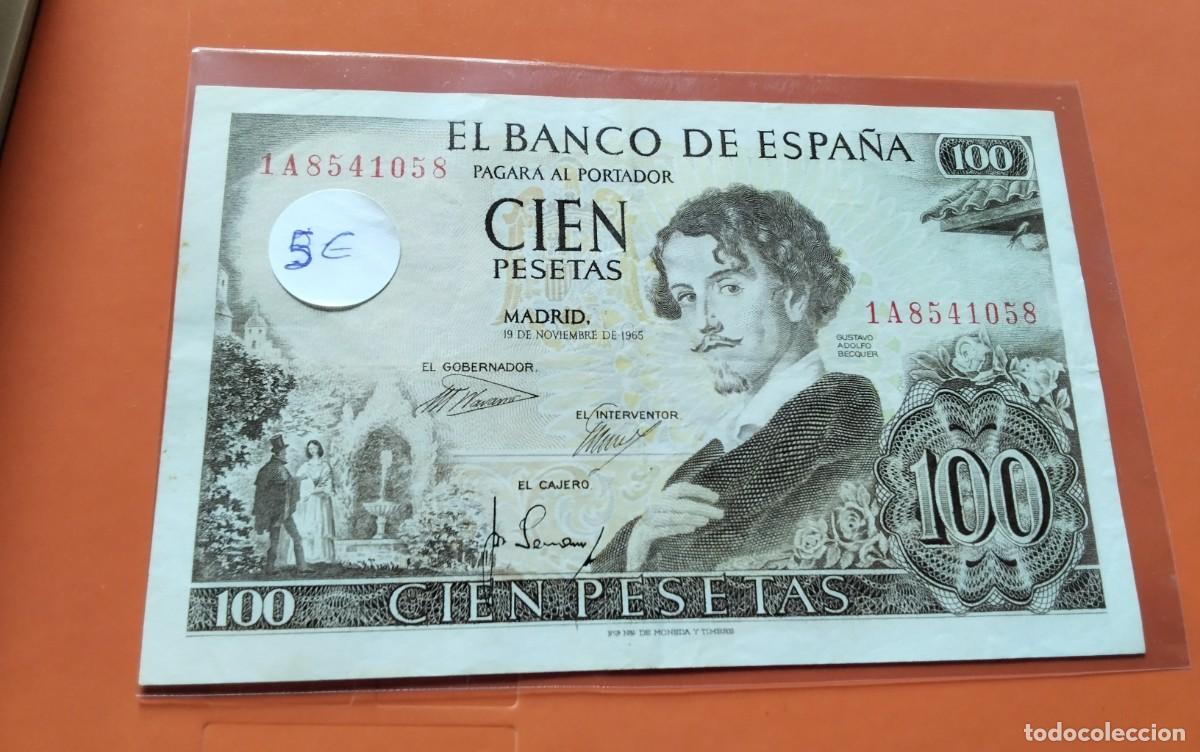 Monedas de Espa&ntilde;a: BILLETE DE 100 PTS BECQUER 1965 , M. B. C. EN FUNDA - Foto 1