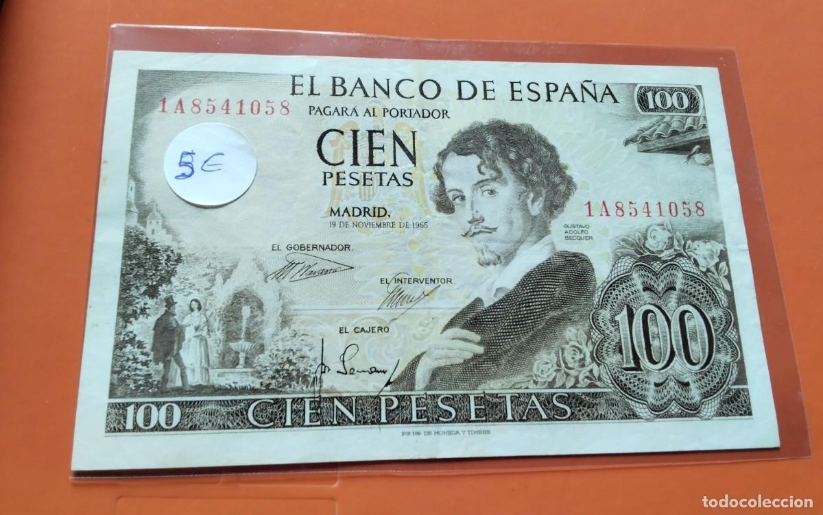 Monedas de Espa&ntilde;a: BILLETE DE 100 PTS BECQUER 1965 , M. B. C. EN FUNDA - Foto 2