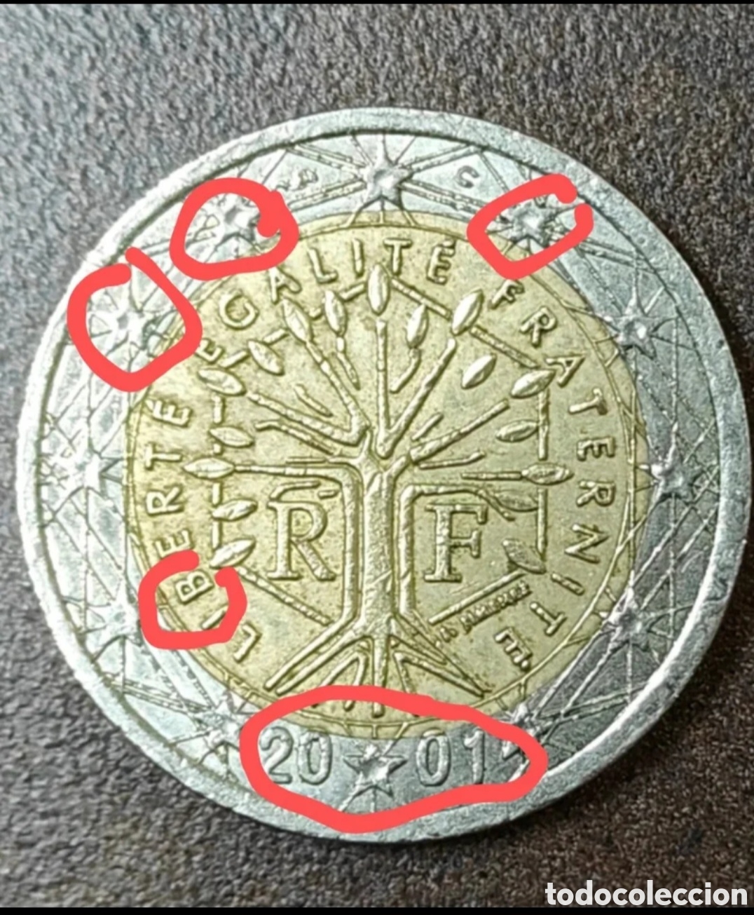 Monedas de Espa&ntilde;a: Moneda Francia 2 &euro; error acu&ntilde;aci&oacute;n - Foto 1
