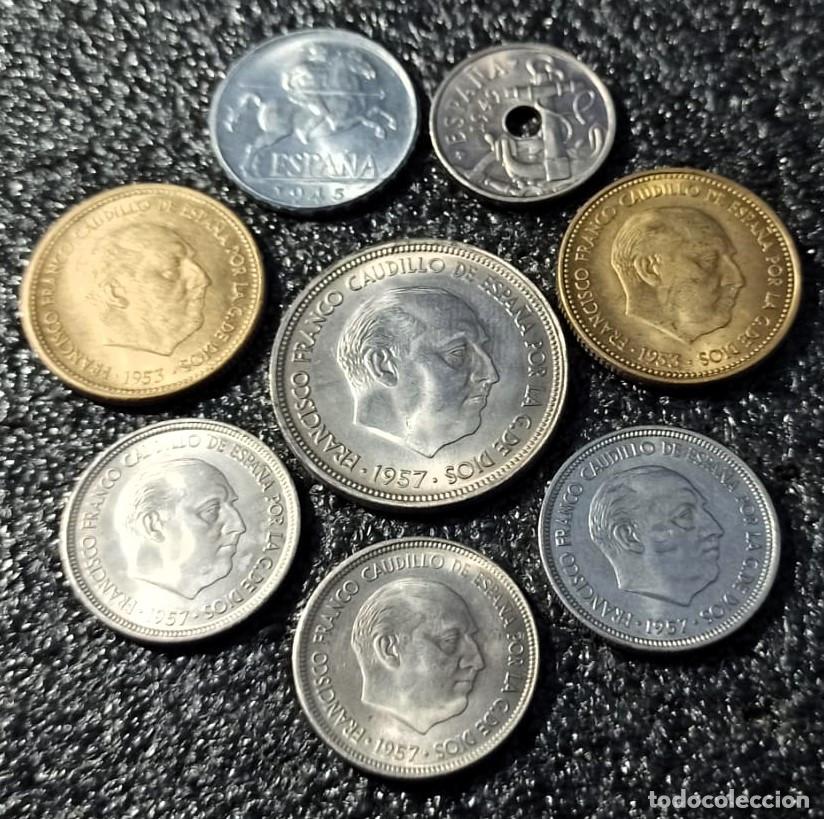 Monedas de Espa&ntilde;a: ESPA&Ntilde;A Tira de 8 Monedas 1945 al 1957 Estado Espa&ntilde;ol Sin Circular (Valor 117 euros), lote 69
