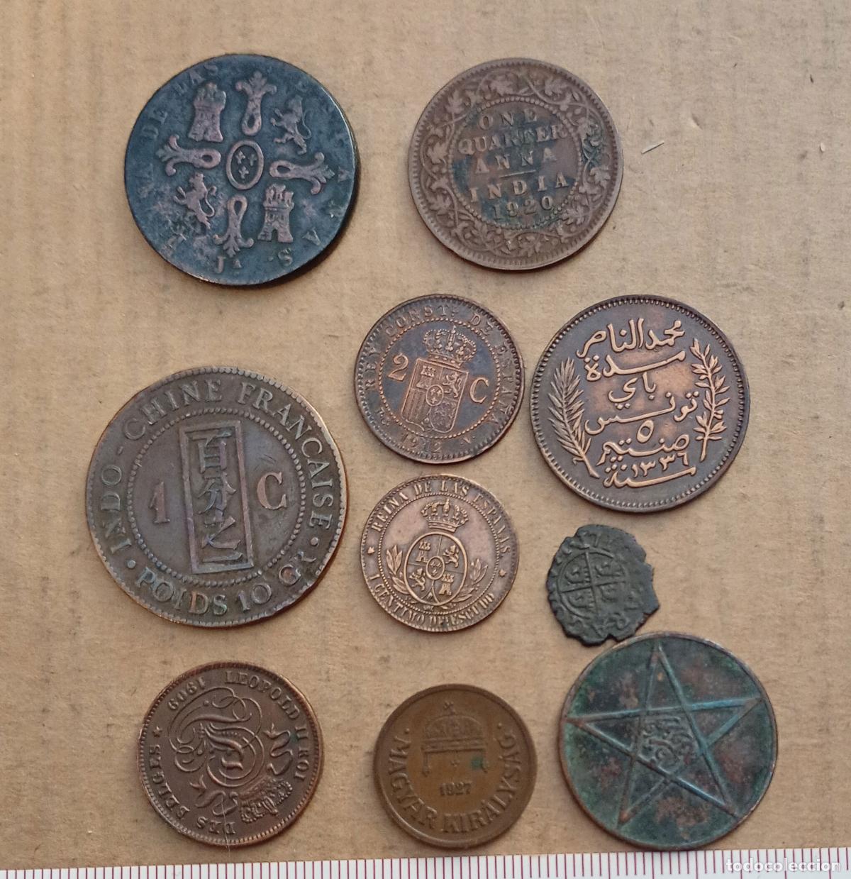 Monedas de Espa&ntilde;a: 10 cobres viejos variados