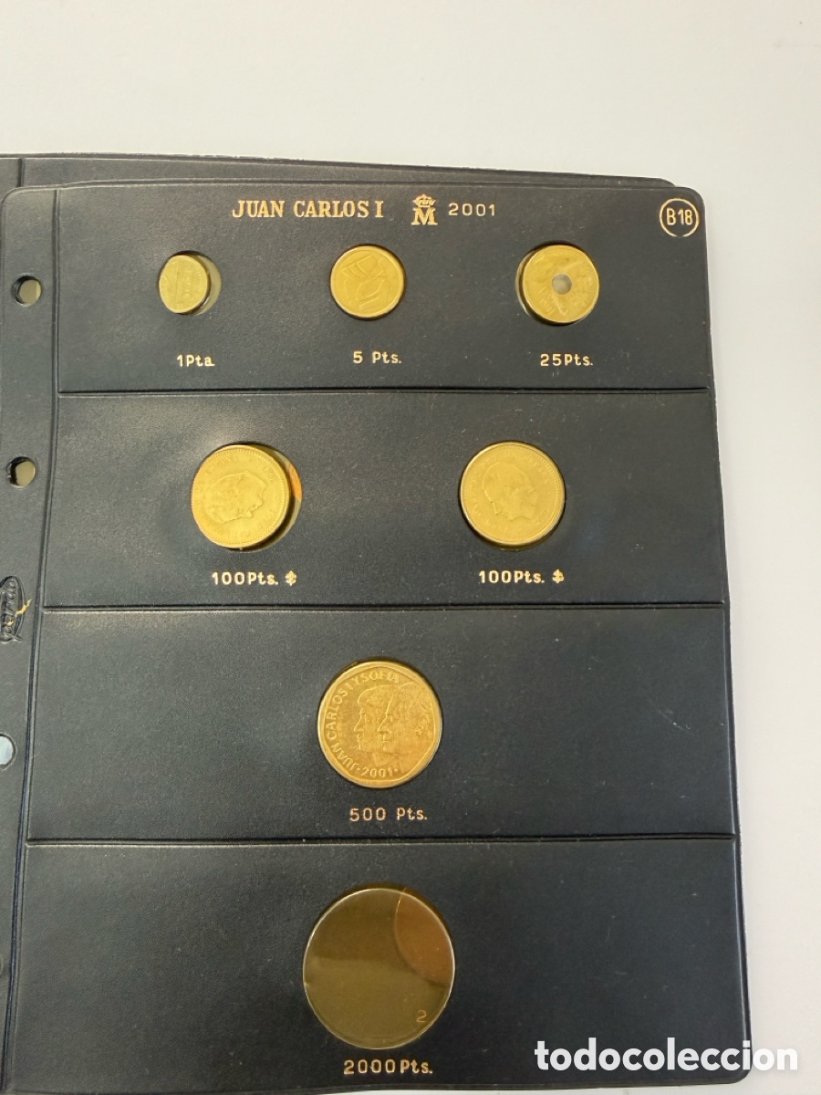 M&uuml;nzen von Spanien: Hojas &Aacute;lbum PARDO Juan Carlos I 1999-2001 con Monedas &ndash; Pesetas y Euro &ndash; Colecci&oacute;n Espa&ntilde;a