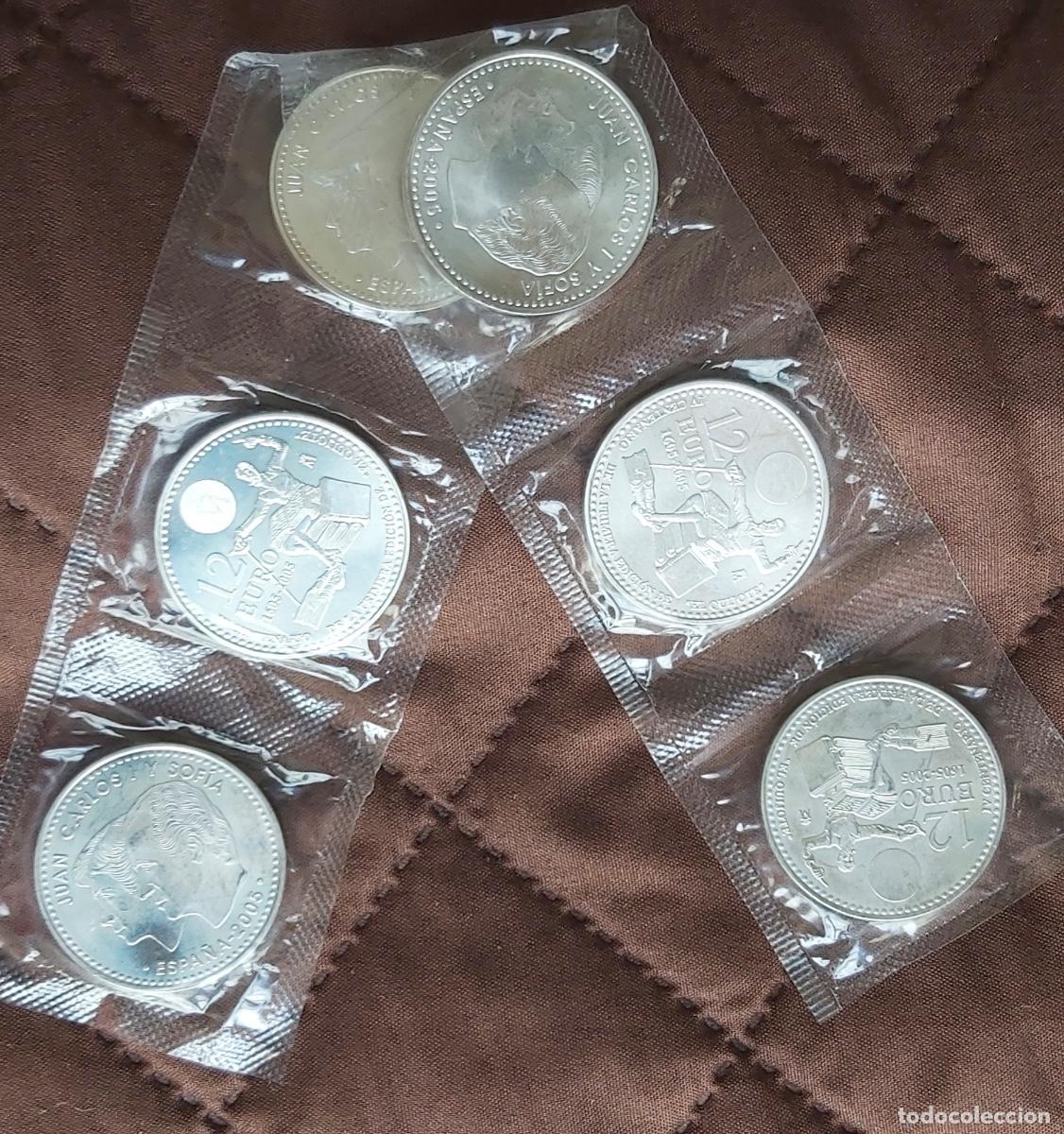 Monedas de Espa&ntilde;a: Lote 6 monedas de 12 euros, a&ntilde;o 2005 plata y en su bolsa original