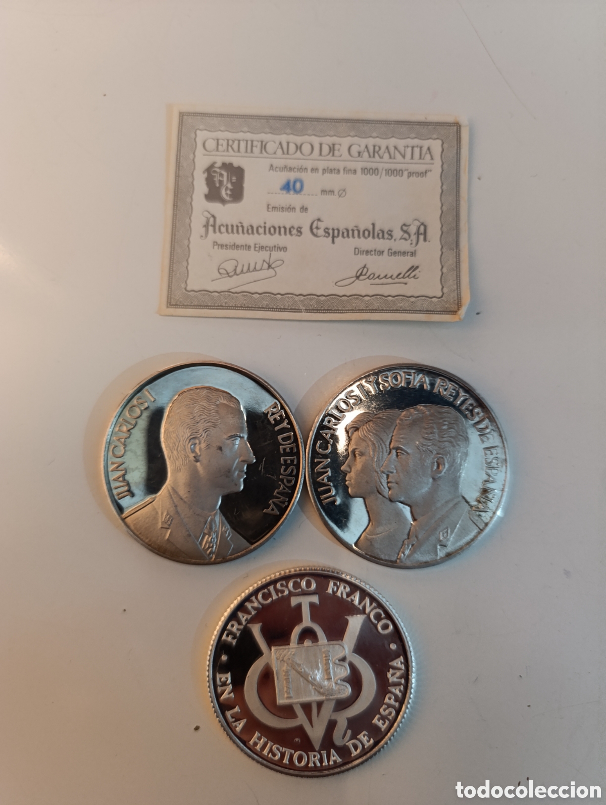 Monete di Spagna: LOTE 6, 3 MONEDAS PLATA 100%, 40mm