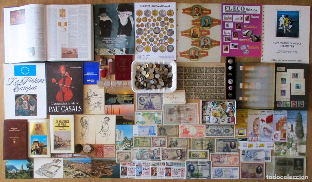 Monedas de Espa&ntilde;a: CAJA CON MONEDAS SELLOS, BILLETES, LIBROS, POSTALES, MEDALLAS, MECHEROS, RELOJES, SUBASTAS LOTE 0306