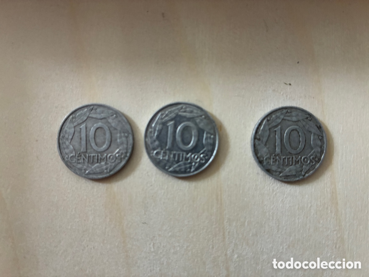 Monedas de Espa&ntilde;a: 3 monedas 10 C&eacute;ntimos de 1959 - Foto 2