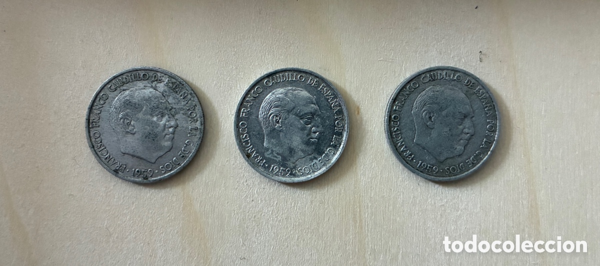 Monedas de Espa&ntilde;a: 3 monedas 10 C&eacute;ntimos de 1959