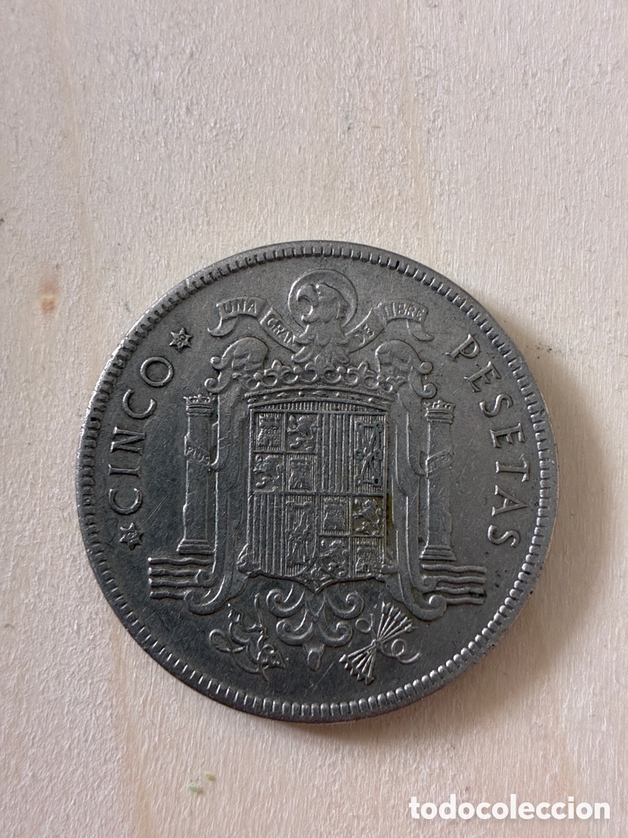 Monedas de Espa&ntilde;a: moneda de 5 Pesetas de 1949 - Foto 2