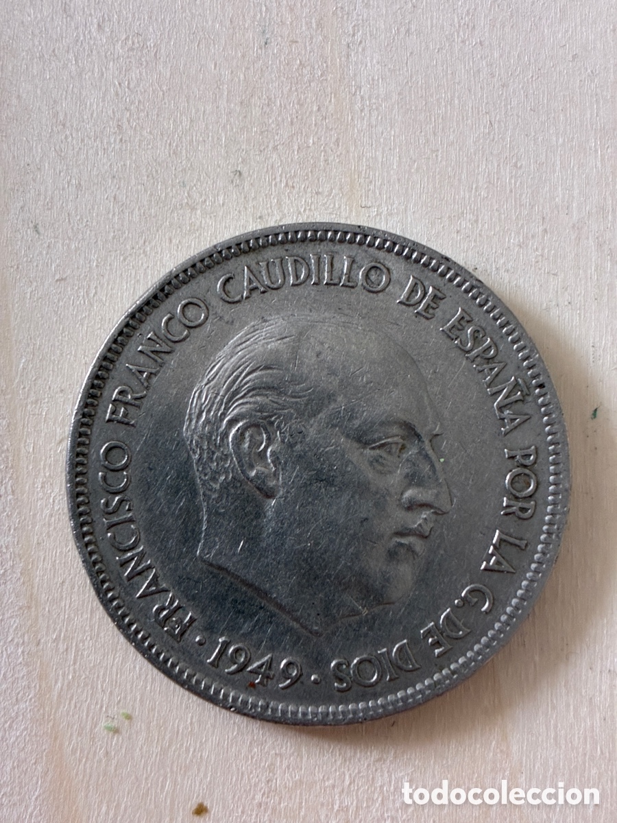 Monedas de Espa&ntilde;a: moneda de 5 Pesetas de 1949