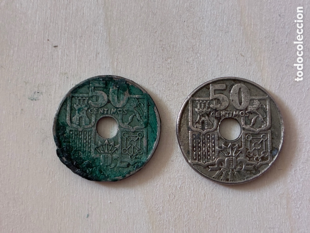 Monedas de Espa&ntilde;a: 2 monedas 50 c&eacute;ntimos de 1949 - Foto 2