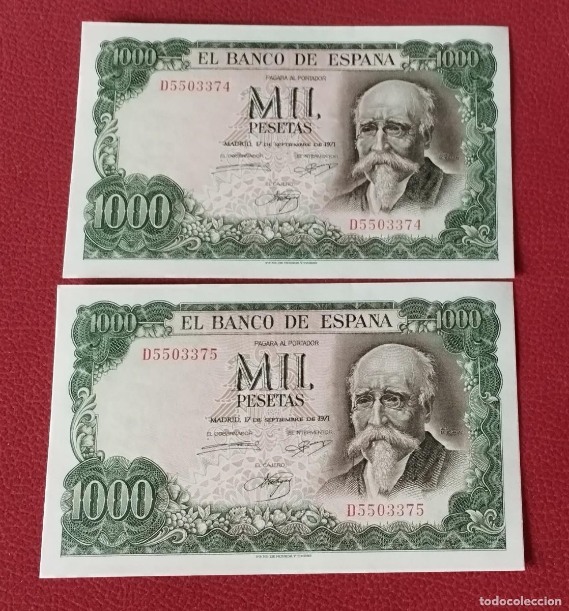 Monedas de Espa&ntilde;a: Billetes de 1000 pareja correlativa EBC