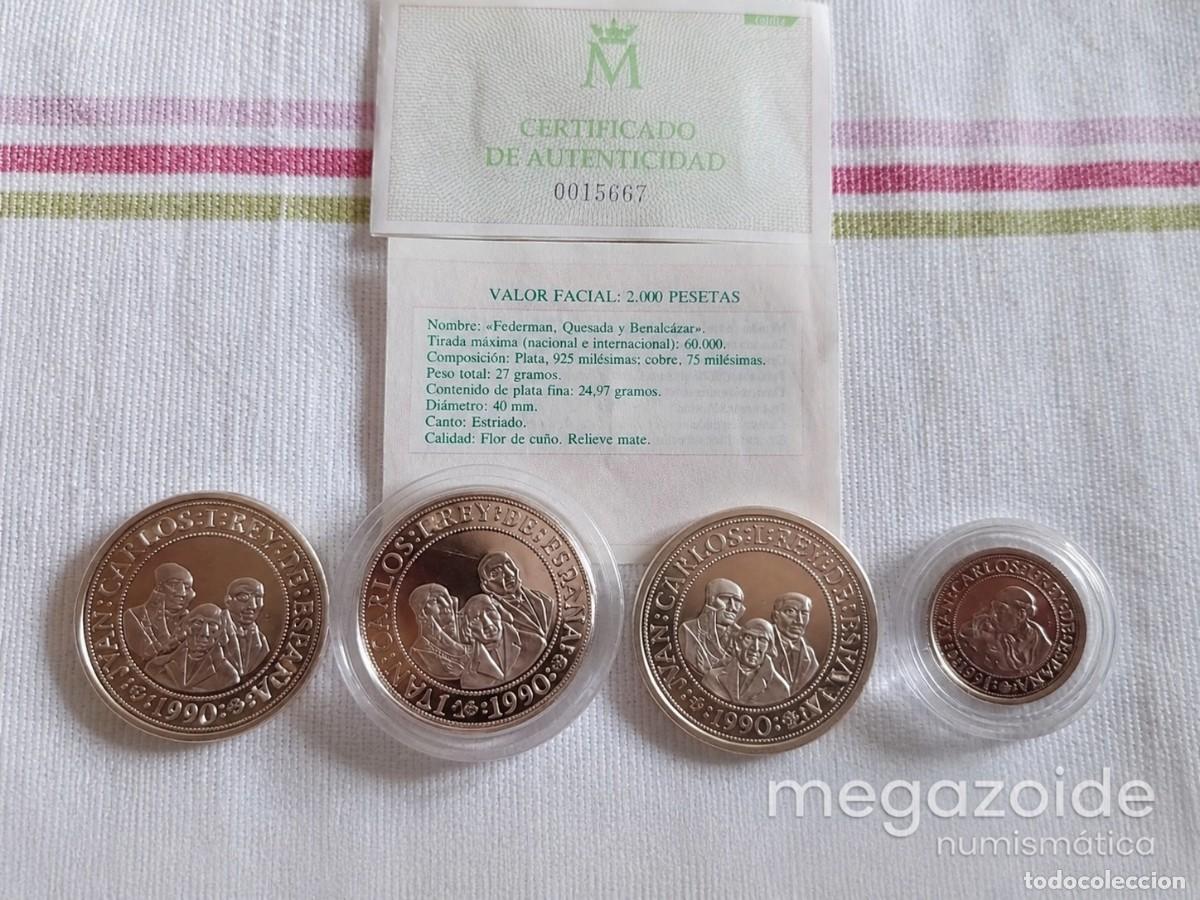 Monedas de Espa&ntilde;a: &rdquo;Lote 2&rdquo;: 4 Monedas Plata 925 Quinto Centenario &mdash; 3&times;2000 Ptas + 1&times;200 Ptas &mdash; Flor de Cu&ntilde;o &mdash; FNMT