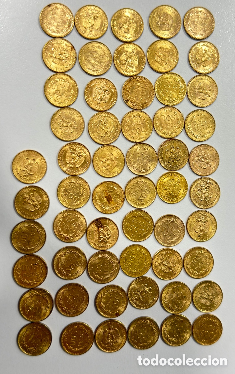 Monedas de Espa&ntilde;a: Monedas de oro de 2 pesos mexicanos