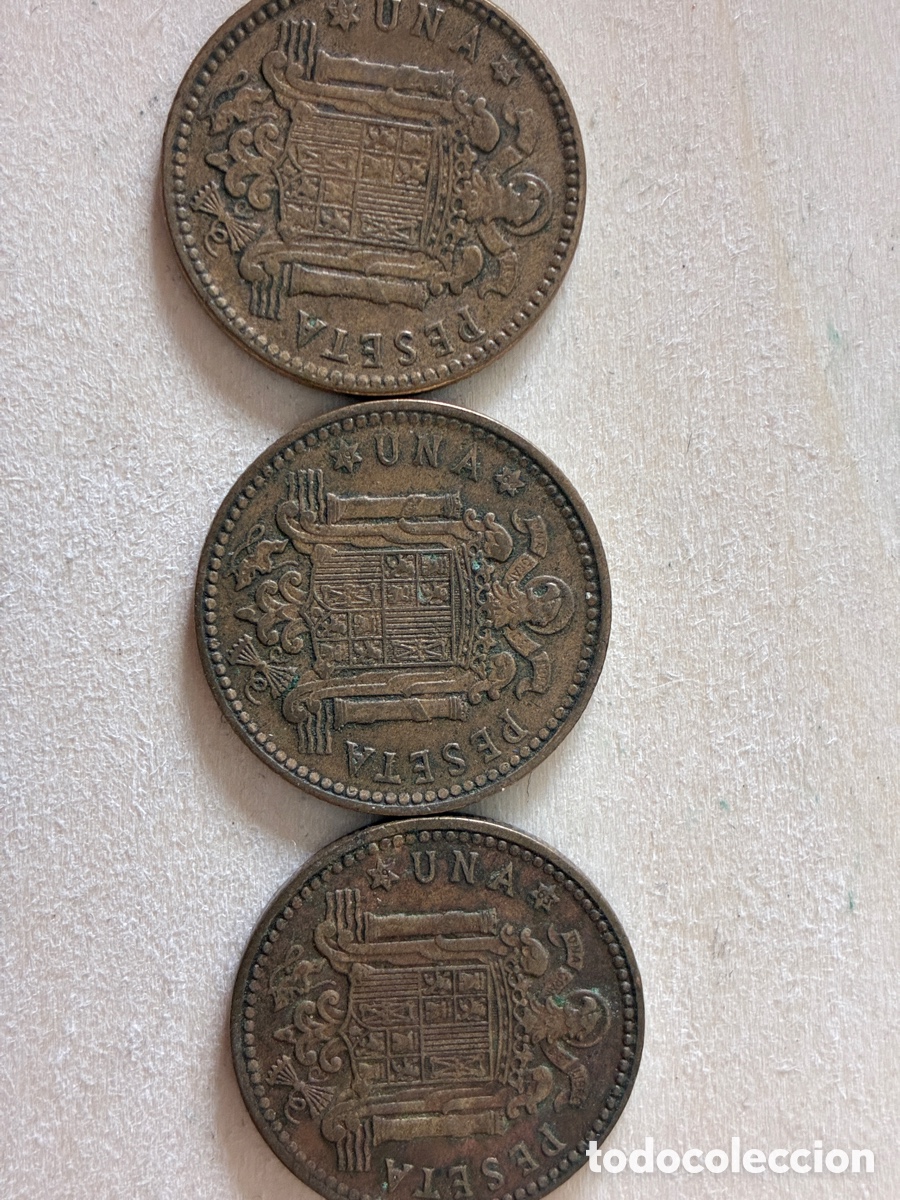 Monedas de Espa&ntilde;a: 1 peseta de 1963 estrellas 63,64,65