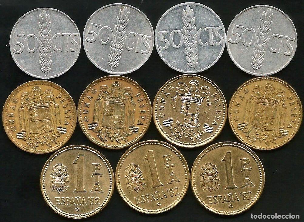 M&uuml;nzen von Spanien: LOTE DE 11 MONEDAS ESPA&Ntilde;OLAS CIRCULADAS (VER LISTADO)
