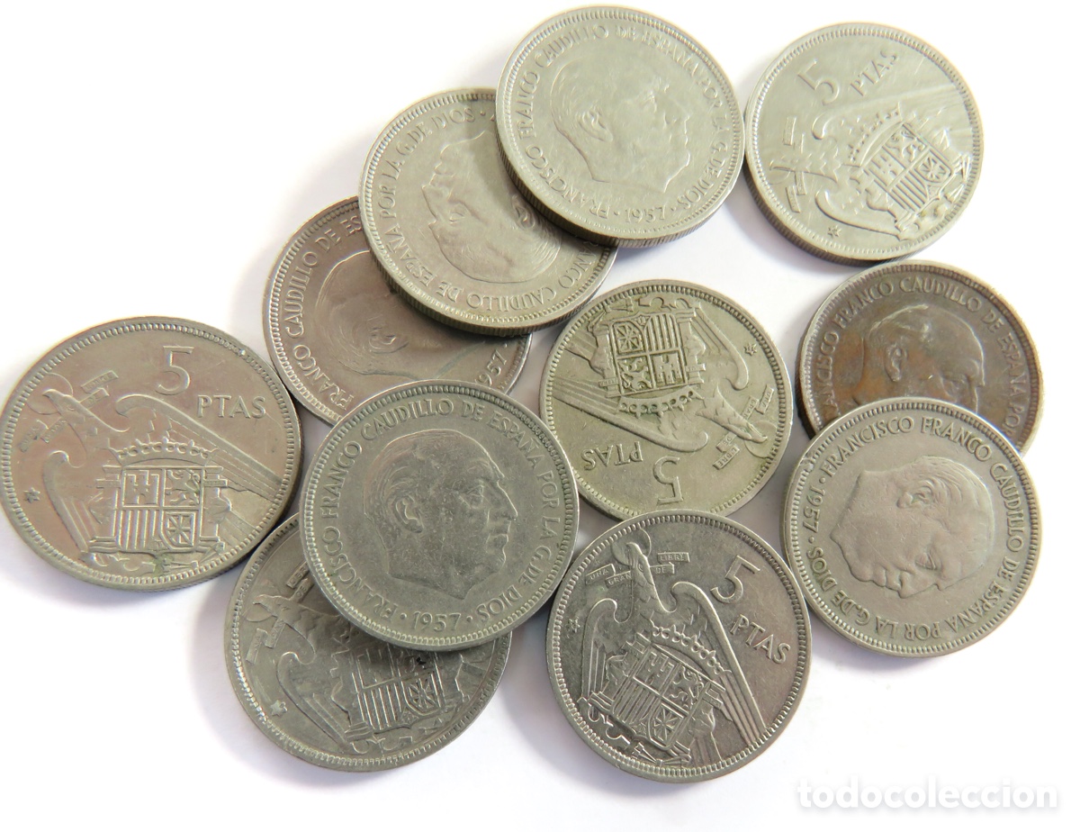 Monedas de Espa&ntilde;a: Lote 11 Monedas 5 Pesetas Franco Estrellas Sin Revisar