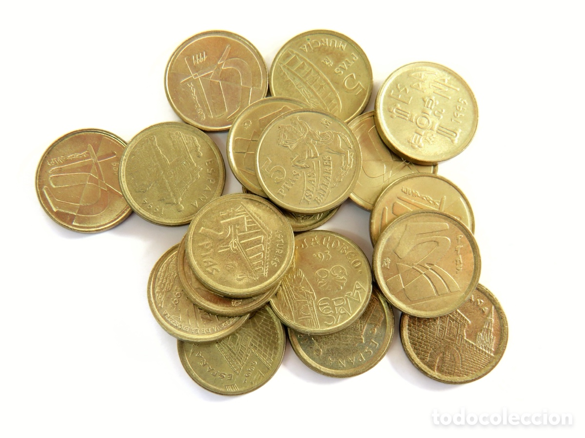Monedas de Espa&ntilde;a: Lote 18 Monedas 5 Pesetas Juan Carlos I M&oacute;dulo Peque&ntilde;o