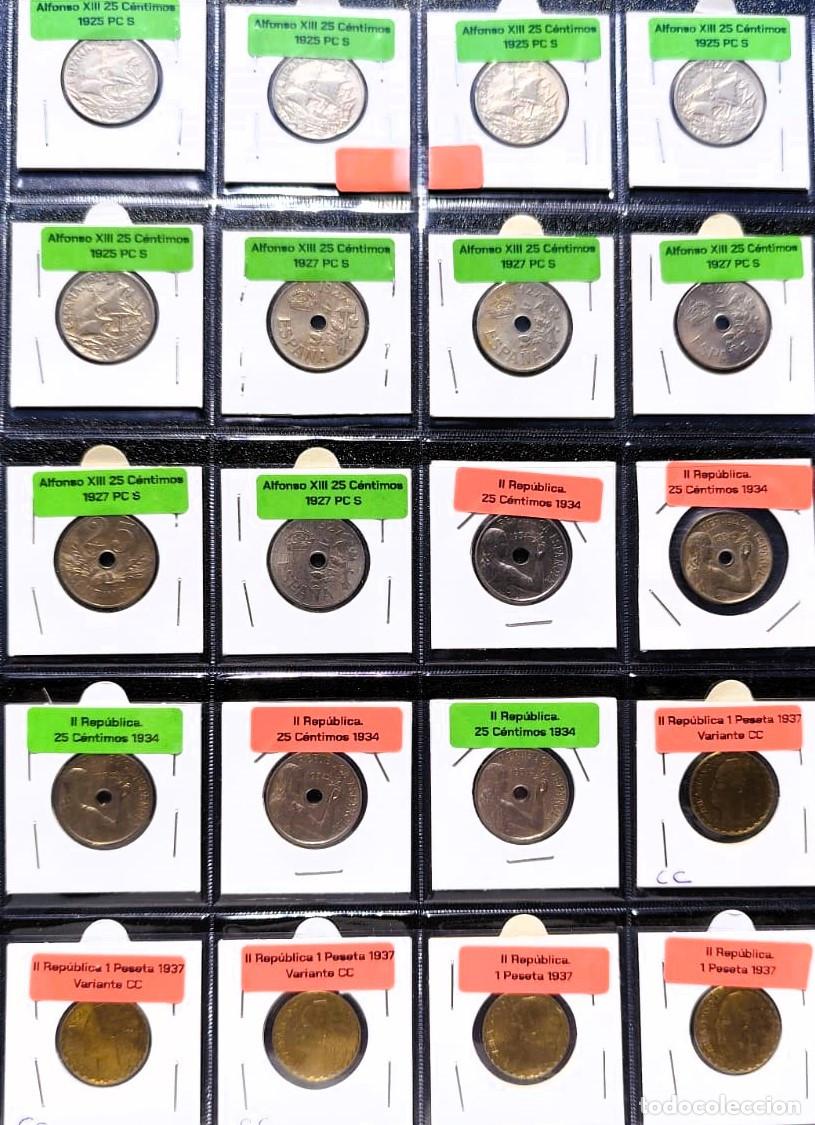 M&uuml;nzen von Spanien: Espa&ntilde;a, Alfonso XIII y II Rep&uacute;blica 25 C&eacute;ntimos-1 Peseta 1925-1937 (20 monedas) Lote 1872