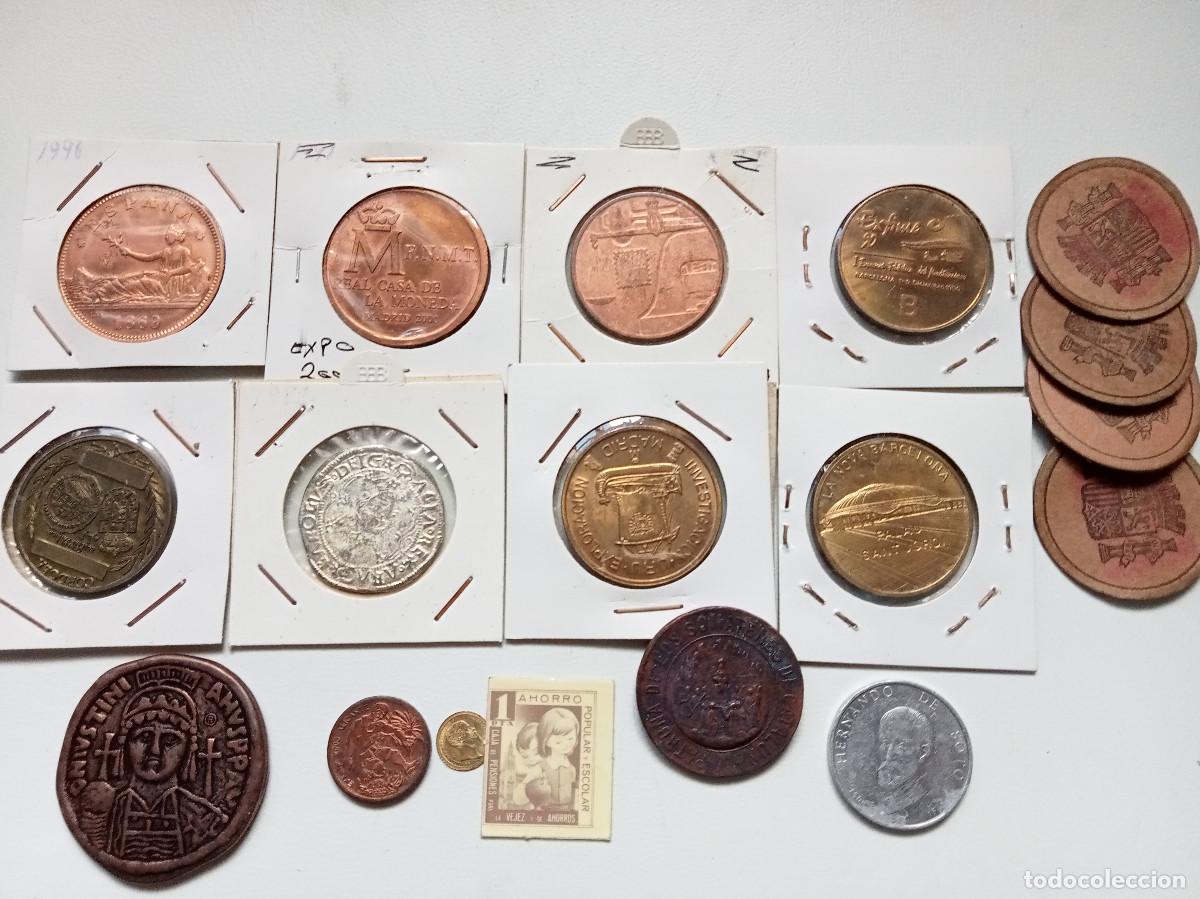 Monnaies d'Espagne: LOTE DE 18 MEDALLAS HIST&Oacute;RICAS, TEM&Aacute;TICAS, FICHAS, BONOS Y TOKENS DIFERENTES