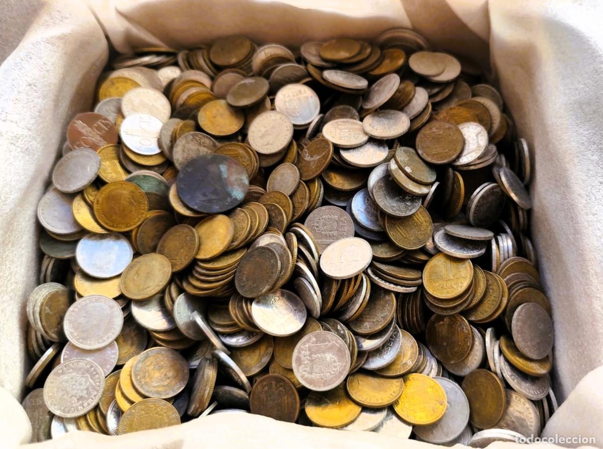 Monnaies d'Espagne: Espa&ntilde;a &ndash; Lote 1 kilo de monedas variadas, principalmente pesetas de Franco y Juan Carlos I- Leer
