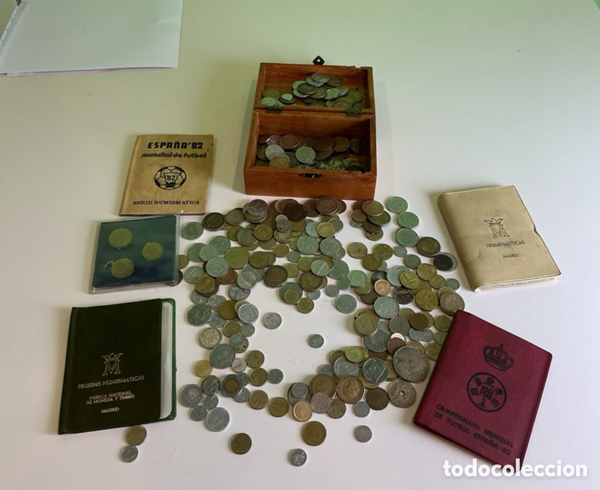 Moedas de Espanha: Lote Antiguo de Monedas y Carterillas Numism&aacute;ticas Espa&ntilde;a 82 Mundial de F&uacute;tbol