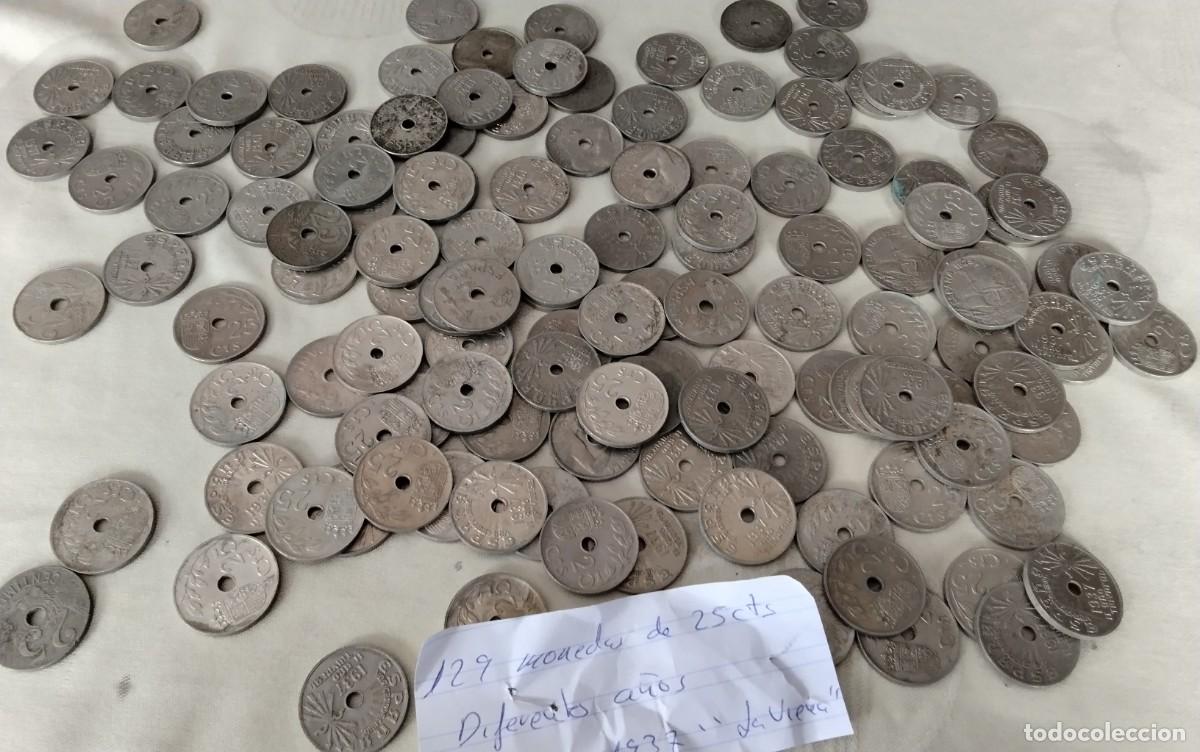 Monedas de Espa&ntilde;a: LOTE DE APROX 129 MONEDAS DE 25 CTS DIFERENTES A&Ntilde;O, MAYORITARIAMENTE &rdquo;LA VIENA&rdquo; 1937