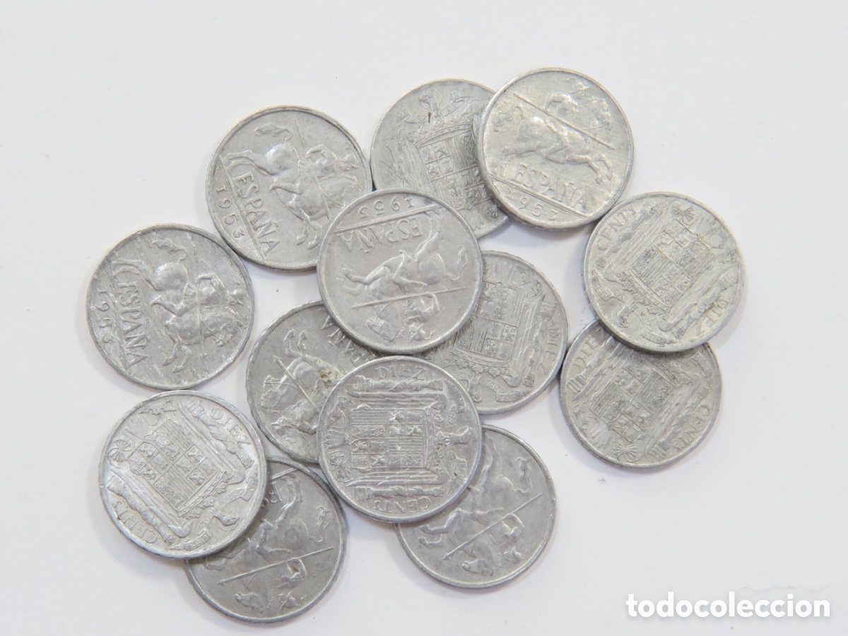 Monnaies d'Espagne: Lote 13 Monedas 10 C&eacute;ntimos Jinete Ib&eacute;rico Franco MBC/SC