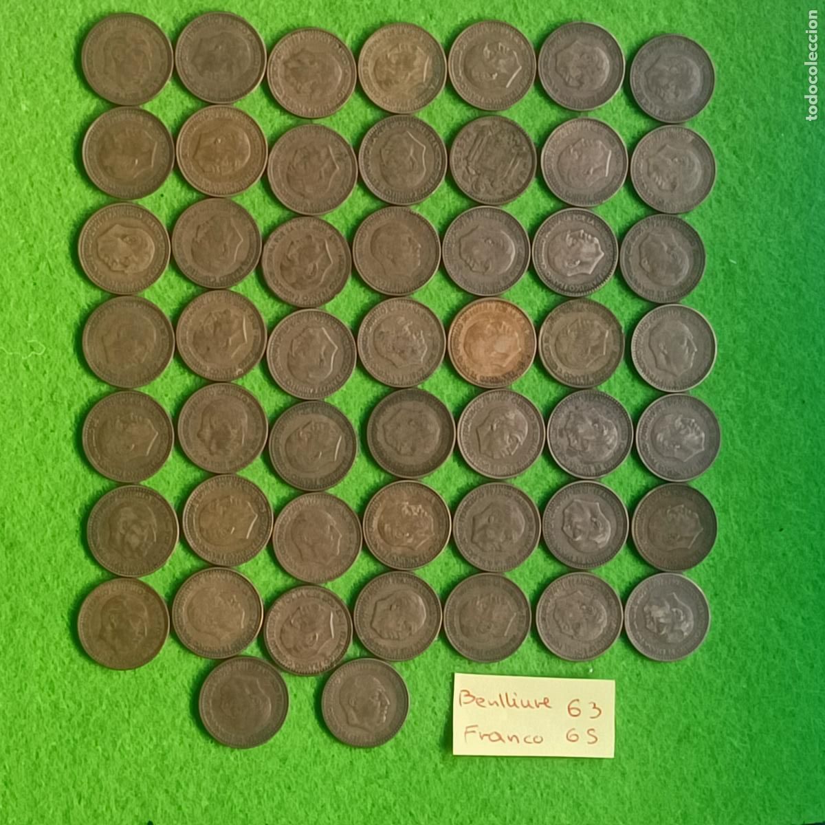 Monedas de Espa&ntilde;a: Espa&ntilde;a , LOTE 50 monedas 1 peseta 1963-65, tipo Benlliure Franco , 17442