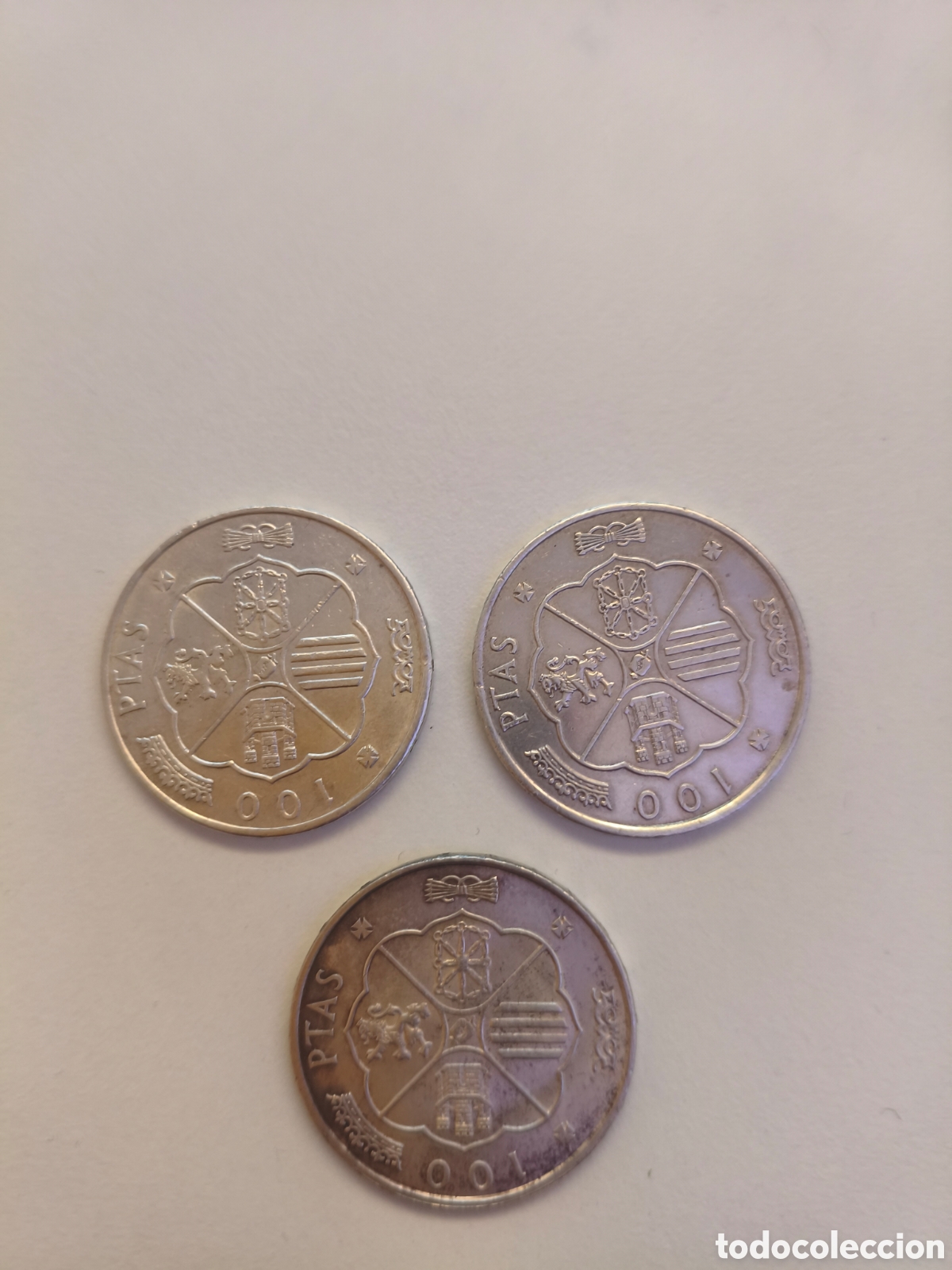 Monedas de Espa&ntilde;a: Tres monedas de 100 pesetas correlativo 1976/77/78