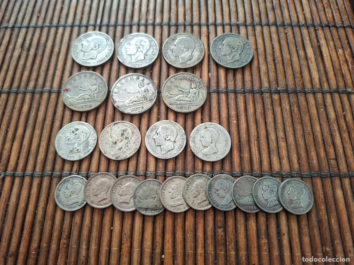 M&uuml;nzen von Spanien: LOTE DE 21 MONEDAS DE PLATA.