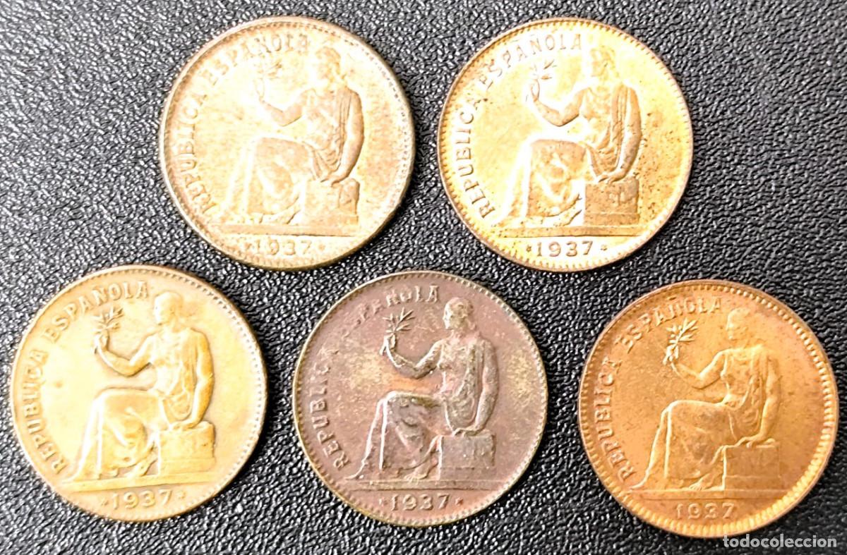 Monedas de Espa&ntilde;a: Espa&ntilde;a II Rep&uacute;blica Conjunto de Variantes 50 C&eacute;ntimos (5 monedas) Lote 1818 Leer