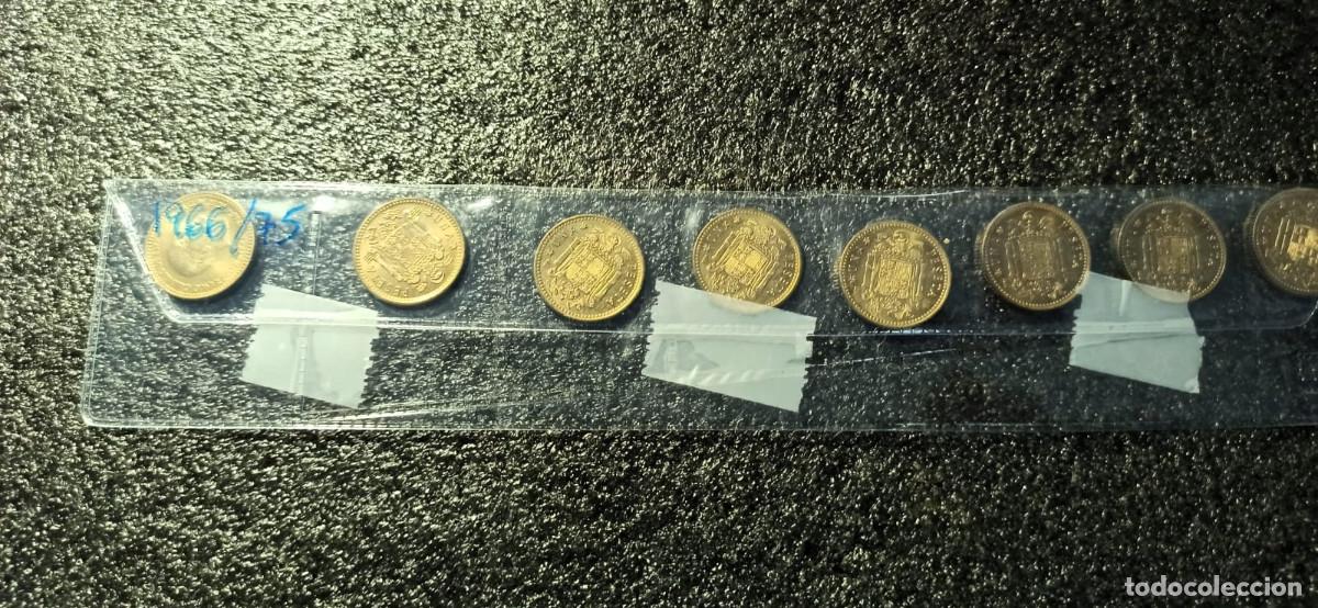 M&uuml;nzen von Spanien: Tira de 8 monedas 1 Peseta 1966*(19-75) S/C Brillo Original Lote 31