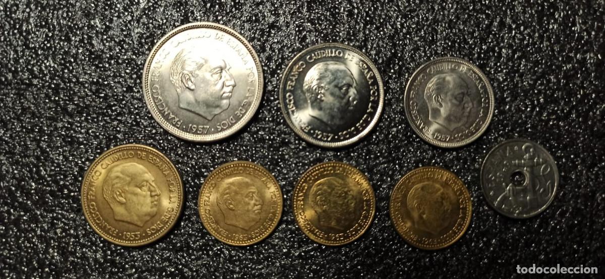 M&uuml;nzen von Spanien: ESPA&Ntilde;A Tira de 8 Monedas (1949&ndash;1963) Estado Espa&ntilde;ol Sin Circular Lote 48 (Valor 123 euros)