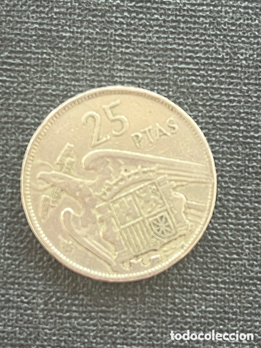 Monedas de Espa&ntilde;a: Moneda 25 pesetas 1957*59 - Foto 2