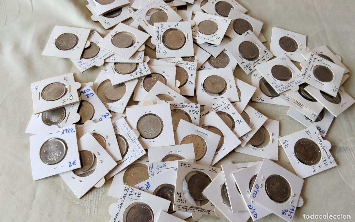 Monedas de Espa&ntilde;a: LOTE DE 75 MONEDAS DE 25 PSTA VARIADAS , ESTUCAHADAS U MUCHISIMAS SIN CIRCULAR , OPORTUNIDAD