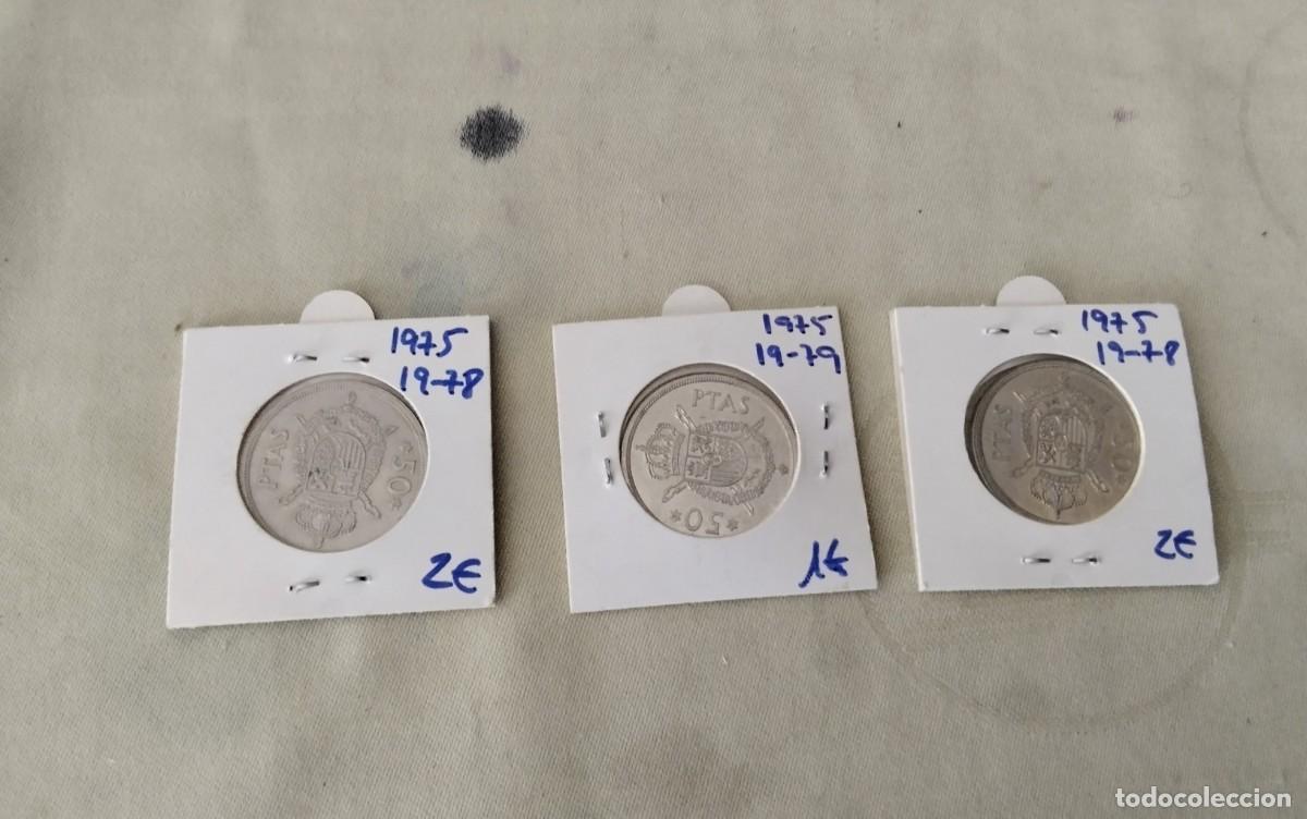 Monedas de Espa&ntilde;a: TRES MONEDAS DE 50 PTS JUAN CARLOS 1975 2 *78 Y 1 *79 ESTUCHADAS
