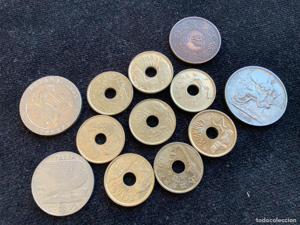 Monedas de Espa&ntilde;a: Lote de monedas espa&ntilde;a, italia, china , 200 pesetas 1996, 25 pesetas diferentes a&ntilde;os, etc.