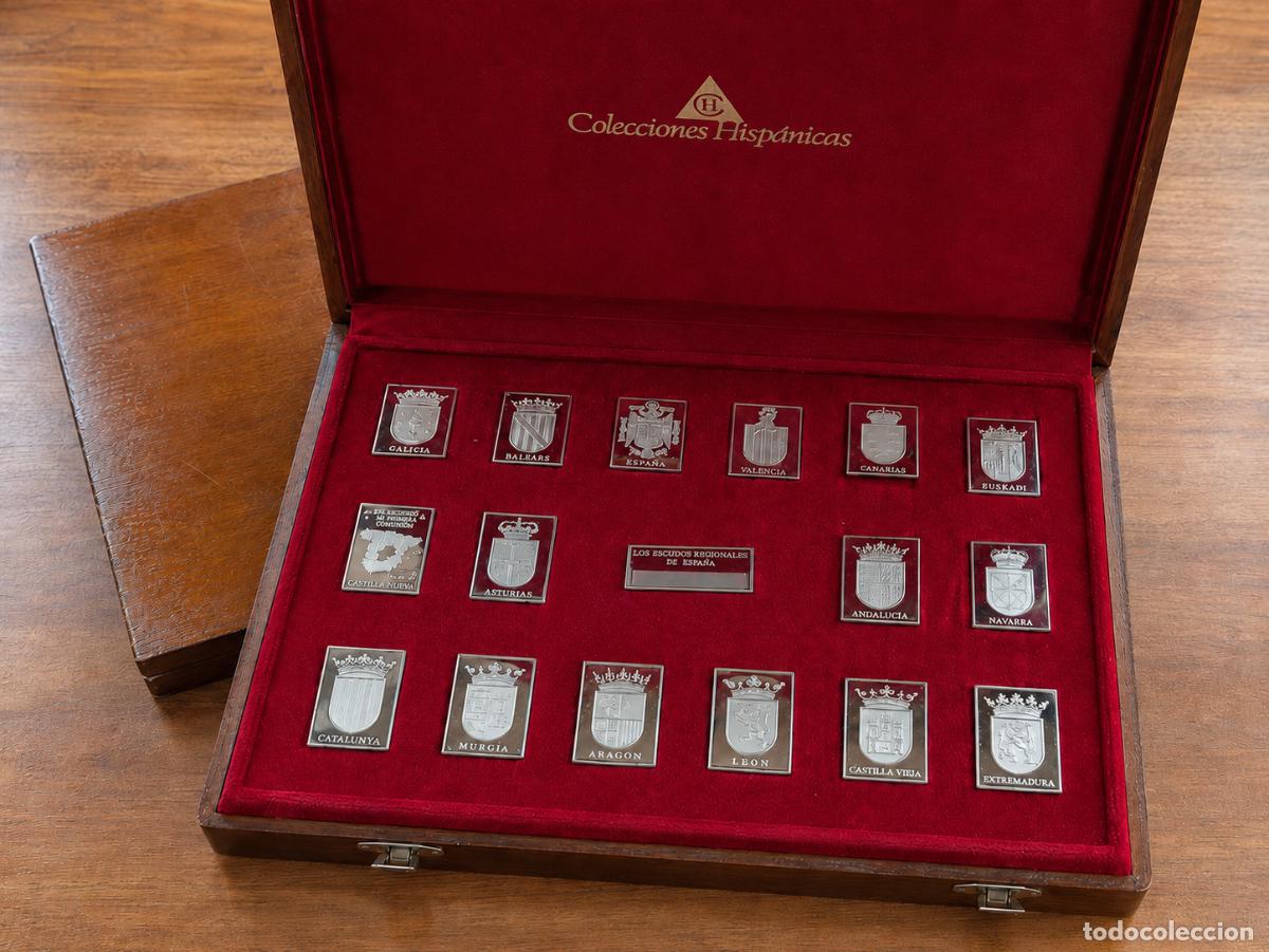 Monedas de Espa&ntilde;a: Sellos placas en plata pura 917. Los Escudos Regionales de Espa&ntilde;a. Colecciones Hisp&aacute;nicas 264 gr
